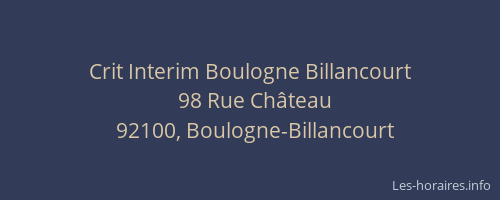 Crit Interim Boulogne Billancourt