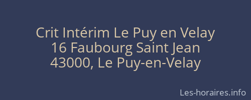 Crit Intérim Le Puy en Velay