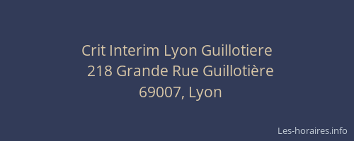 Crit Interim Lyon Guillotiere