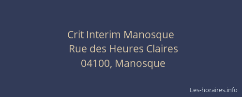 Crit Interim Manosque