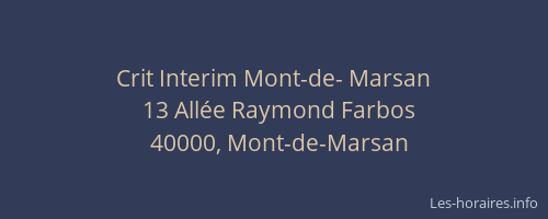 Crit Interim Mont-de- Marsan
