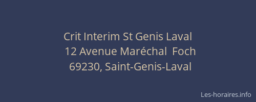 Crit Interim St Genis Laval