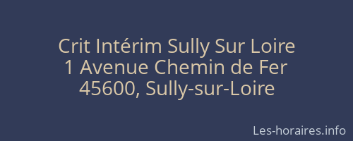 Crit Intérim Sully Sur Loire