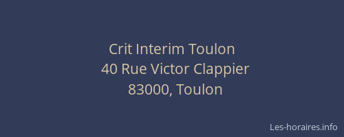 Crit Interim Toulon