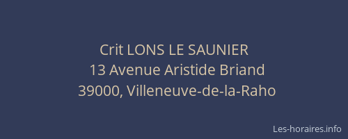 Crit LONS LE SAUNIER