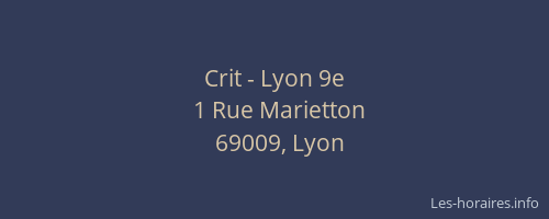 Crit - Lyon 9e