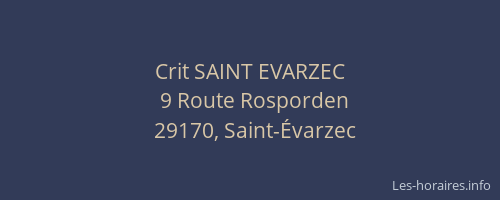 Crit SAINT EVARZEC