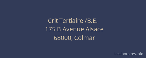 Crit Tertiaire /B.E.