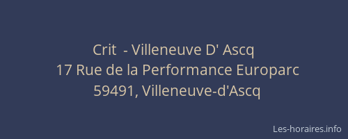 Crit  - Villeneuve D' Ascq