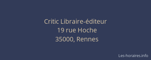 Critic Libraire-éditeur