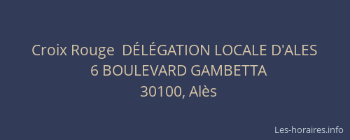 Croix Rouge  D&Eacute;L&Eacute;GATION LOCALE D'ALES