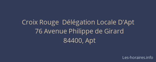 Croix Rouge  D&eacute;l&eacute;gation Locale D'Apt