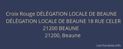 Croix Rouge DÉLÉGATION LOCALE DE BEAUNE