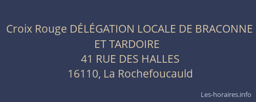 Croix Rouge DÉLÉGATION LOCALE DE BRACONNE ET TARDOIRE