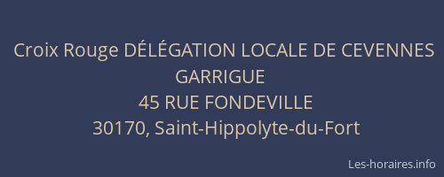 Croix Rouge D&Eacute;L&Eacute;GATION LOCALE DE CEVENNES GARRIGUE