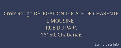 Croix Rouge D&Eacute;L&Eacute;GATION LOCALE DE CHARENTE LIMOUSINE