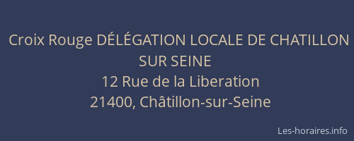 Croix Rouge D&Eacute;L&Eacute;GATION LOCALE DE CHATILLON SUR SEINE