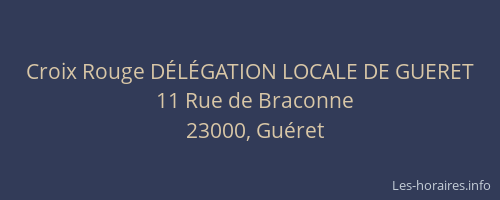 Croix Rouge D&Eacute;L&Eacute;GATION LOCALE DE GUERET