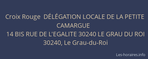 Croix Rouge  D&Eacute;L&Eacute;GATION LOCALE DE LA PETITE CAMARGUE