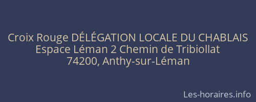 Croix Rouge D&Eacute;L&Eacute;GATION LOCALE DU CHABLAIS