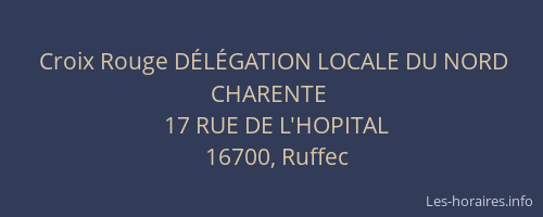 Croix Rouge D&Eacute;L&Eacute;GATION LOCALE DU NORD CHARENTE