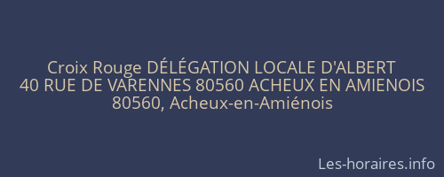 Croix Rouge DÉLÉGATION LOCALE D'ALBERT