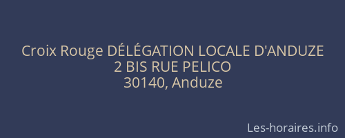 Croix Rouge DÉLÉGATION LOCALE D'ANDUZE