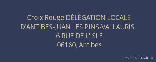 Croix Rouge DÉLÉGATION LOCALE D'ANTIBES-JUAN LES PINS-VALLAURIS