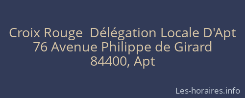 Croix Rouge  Délégation Locale D'Apt