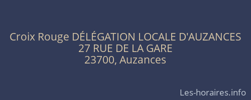 Croix Rouge DÉLÉGATION LOCALE D'AUZANCES