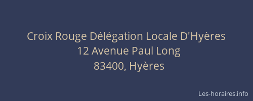 Croix Rouge Délégation Locale D'Hyères
