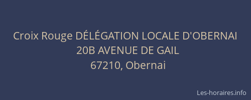 Croix Rouge DÉLÉGATION LOCALE D'OBERNAI
