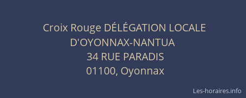 Croix Rouge DÉLÉGATION LOCALE D'OYONNAX-NANTUA