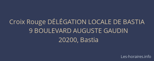 Croix Rouge DÉLÉGATION LOCALE DE BASTIA