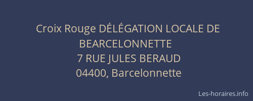 Croix Rouge DÉLÉGATION LOCALE DE BEARCELONNETTE