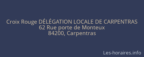 Croix Rouge DÉLÉGATION LOCALE DE CARPENTRAS