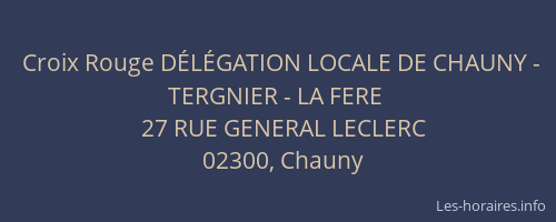 Croix Rouge DÉLÉGATION LOCALE DE CHAUNY - TERGNIER - LA FERE