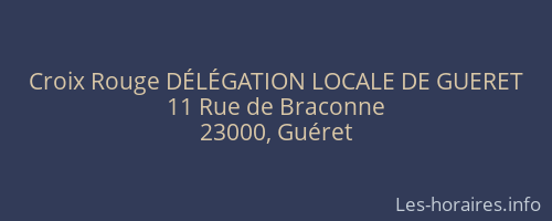 Croix Rouge DÉLÉGATION LOCALE DE GUERET