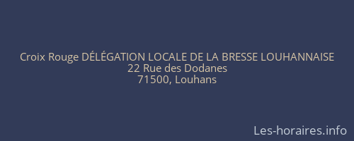 Croix Rouge DÉLÉGATION LOCALE DE LA BRESSE LOUHANNAISE