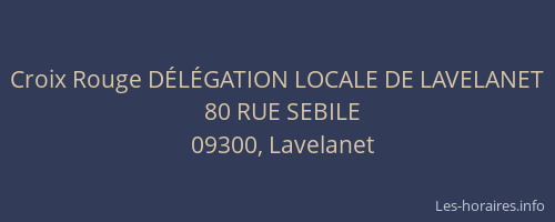 Croix Rouge DÉLÉGATION LOCALE DE LAVELANET