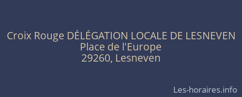 Croix Rouge DÉLÉGATION LOCALE DE LESNEVEN