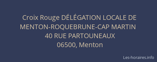 Croix Rouge DÉLÉGATION LOCALE DE MENTON-ROQUEBRUNE-CAP MARTIN