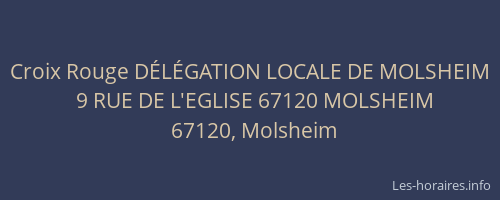 Croix Rouge DÉLÉGATION LOCALE DE MOLSHEIM