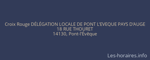 Croix Rouge DÉLÉGATION LOCALE DE PONT L'EVEQUE PAYS D'AUGE