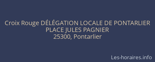 Croix Rouge DÉLÉGATION LOCALE DE PONTARLIER