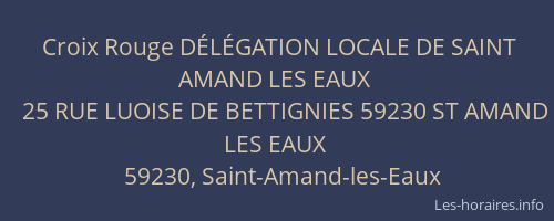 Croix Rouge DÉLÉGATION LOCALE DE SAINT AMAND LES EAUX