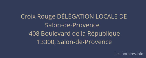 Croix Rouge DÉLÉGATION LOCALE DE Salon-de-Provence