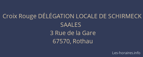Croix Rouge DÉLÉGATION LOCALE DE SCHIRMECK SAALES