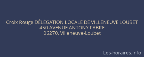 Croix Rouge DÉLÉGATION LOCALE DE VILLENEUVE LOUBET