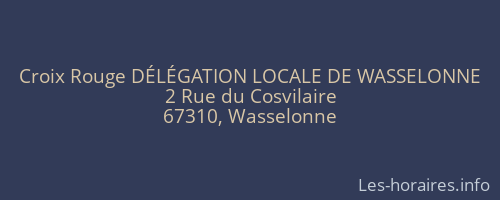 Croix Rouge DÉLÉGATION LOCALE DE WASSELONNE